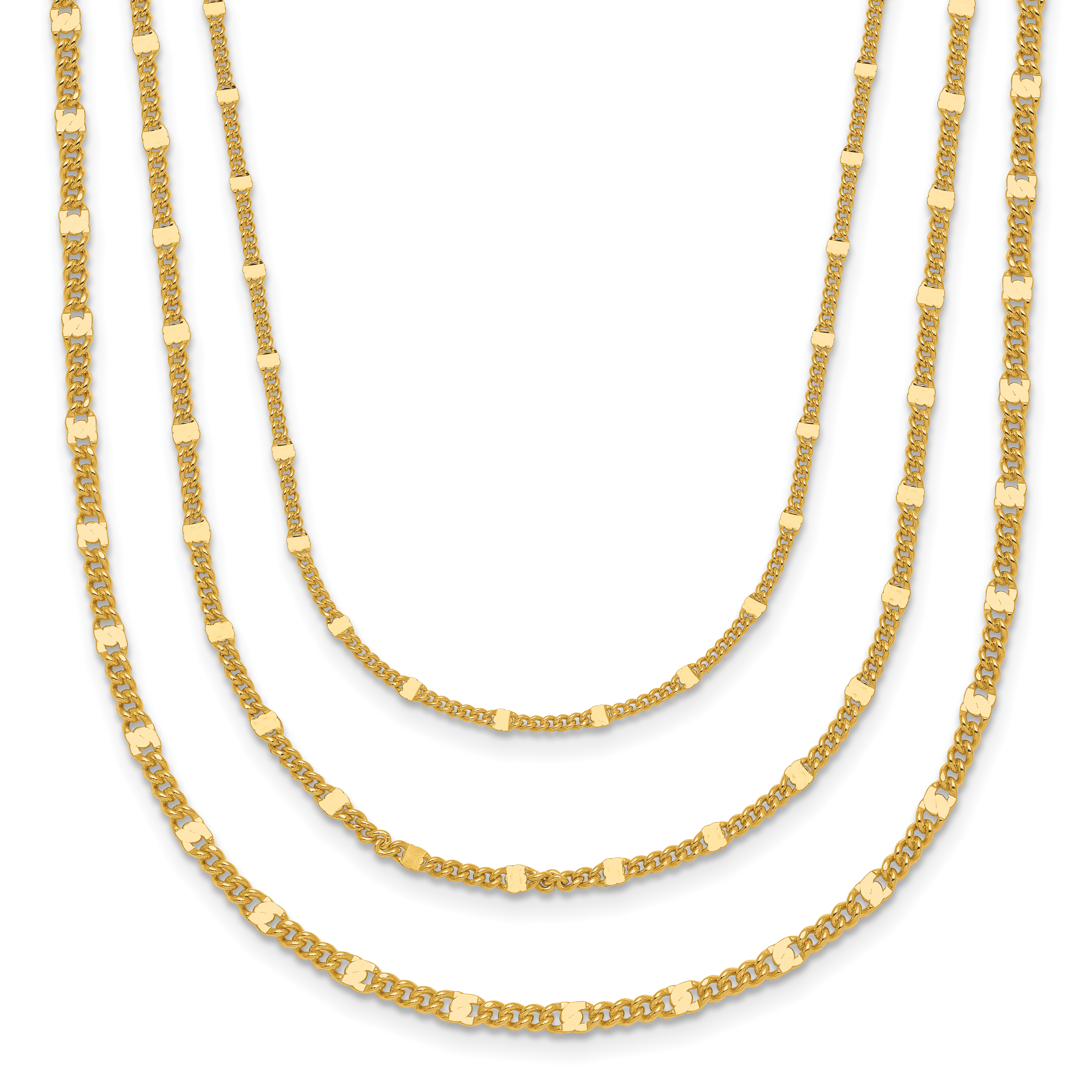 Sterling Silver Gold-tone Multi-strand with 1.5in ext. Necklace