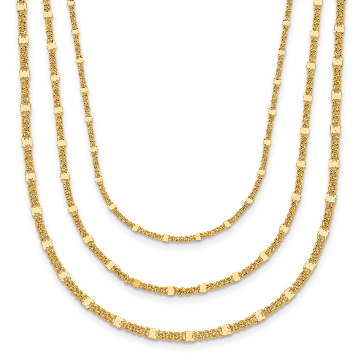 Sterling Silver Gold-tone Multi-strand with 1.5in ext. Necklace