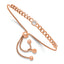 Sterling Silver Rose-tone Polished CZ Bolo Bracelet