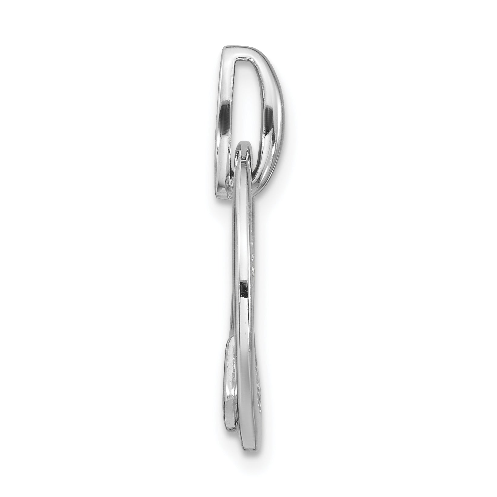 Sterling Silver Rh-p and Gold-plated CZ Brushed Pendant Secondary image
