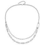 Sterling Silver Rhodium-plated Multi-layer w/ 2in ext  Necklace