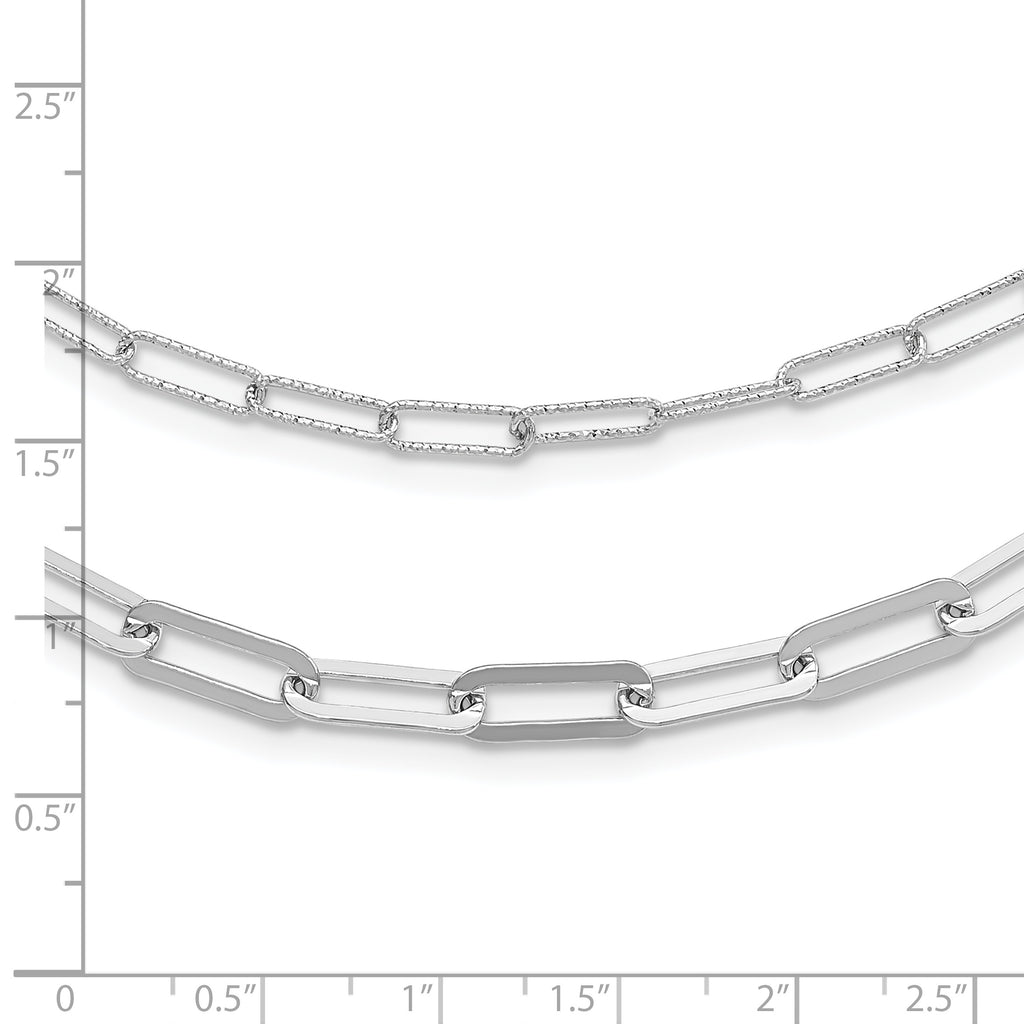 Sterling Silver Rhodium-plated Multi-layer w/ 2in ext  Necklace