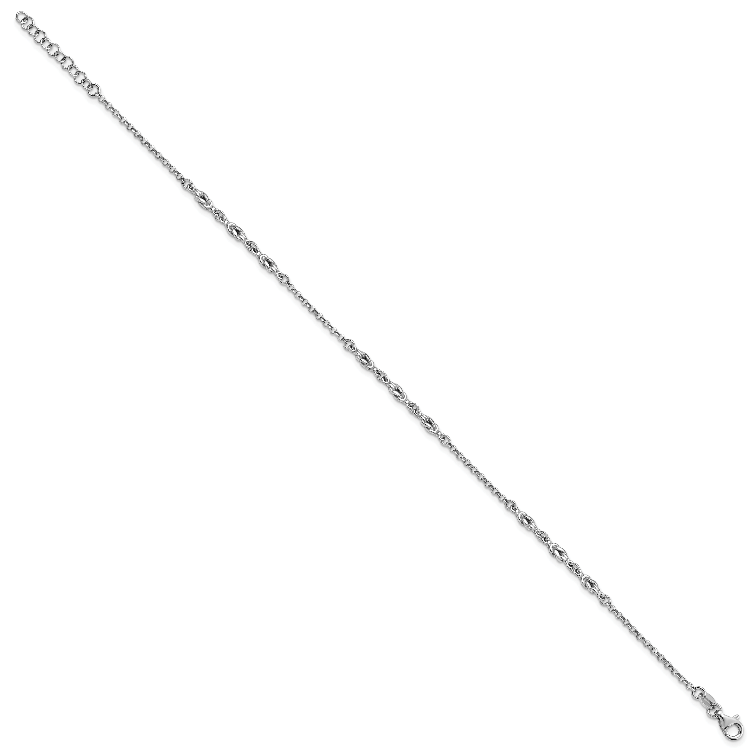 Sterling Silver Rhodium-Rhodium-Plated w/ 1in ext Anklet Secondary image