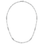 Sterling Silver Rhodium-plated Polished Flat Oval Link Necklace