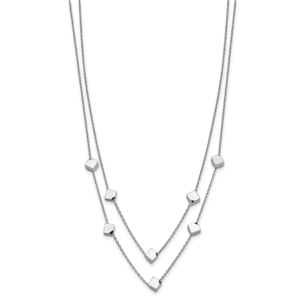 Sterling Silver Rhod-pl Multi-strand Beaded w/ 2in ext. Necklace