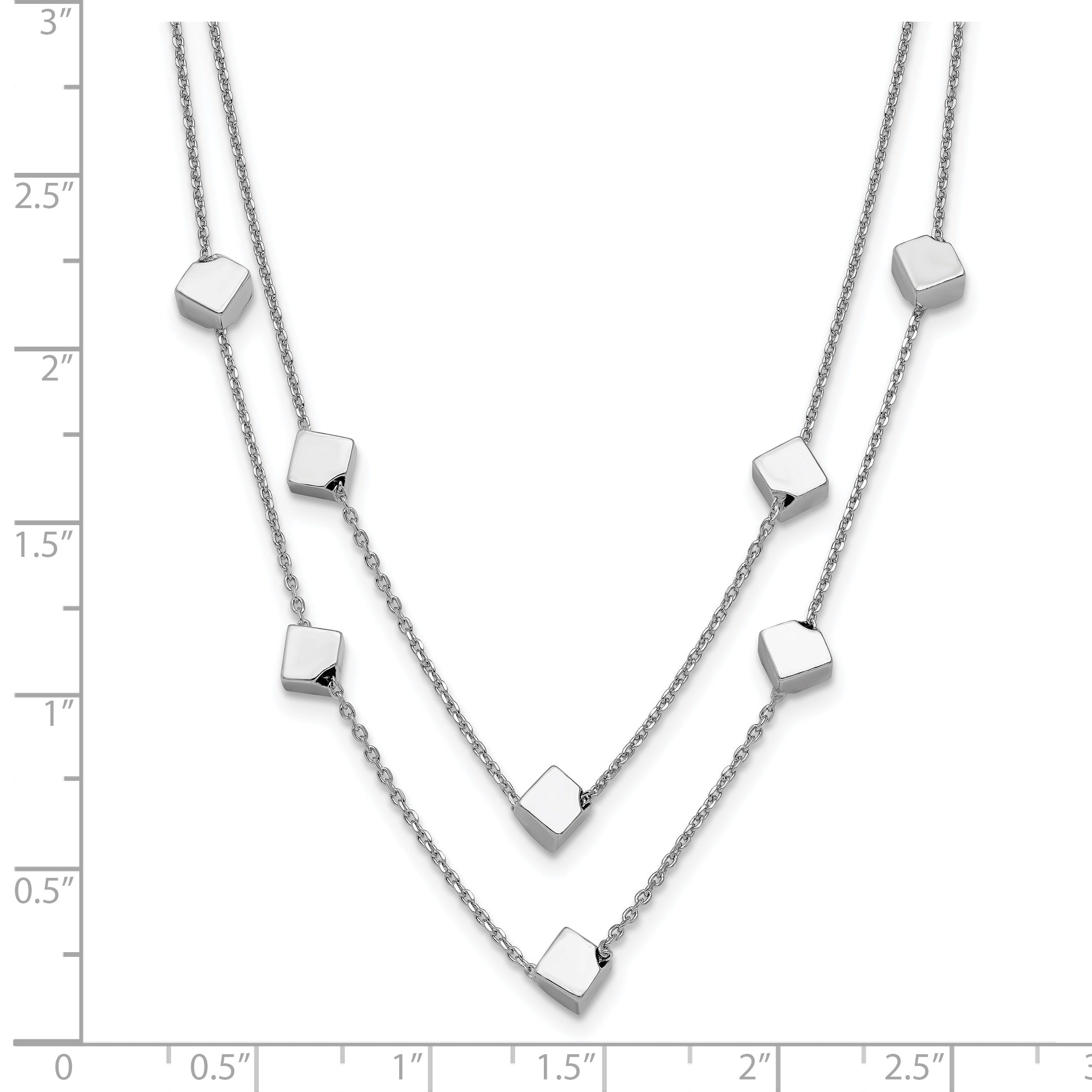 Sterling Silver Rhod-pl Multi-strand Beaded w/ 2in ext. Necklace