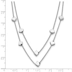 Sterling Silver Rhod-pl Multi-strand Beaded w/ 2in ext. Necklace