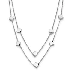 Sterling Silver Rhod-pl Multi-strand Beaded w/ 2in ext. Necklace