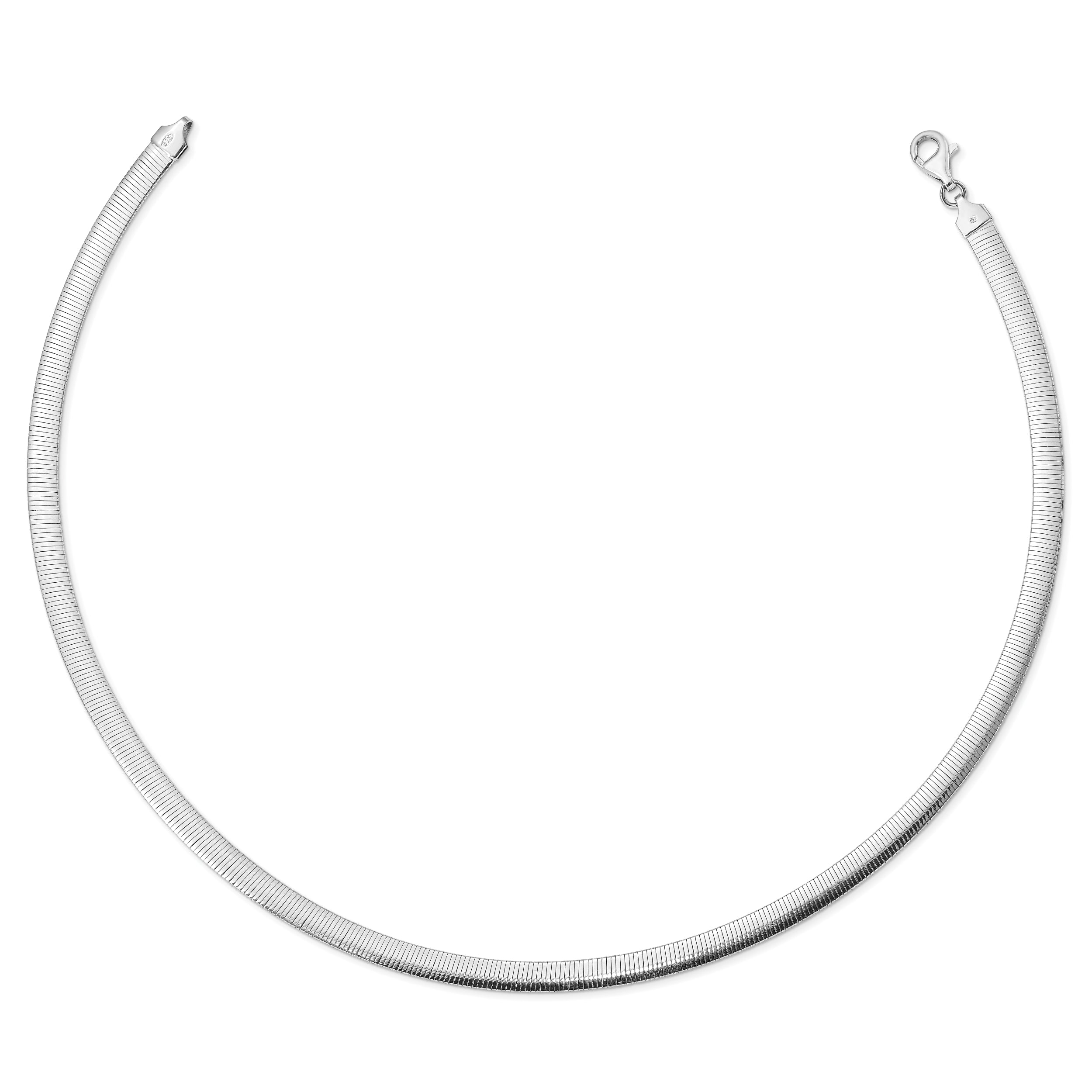 Sterling Silver Rhod-plated Polished Textured Reversible Necklace