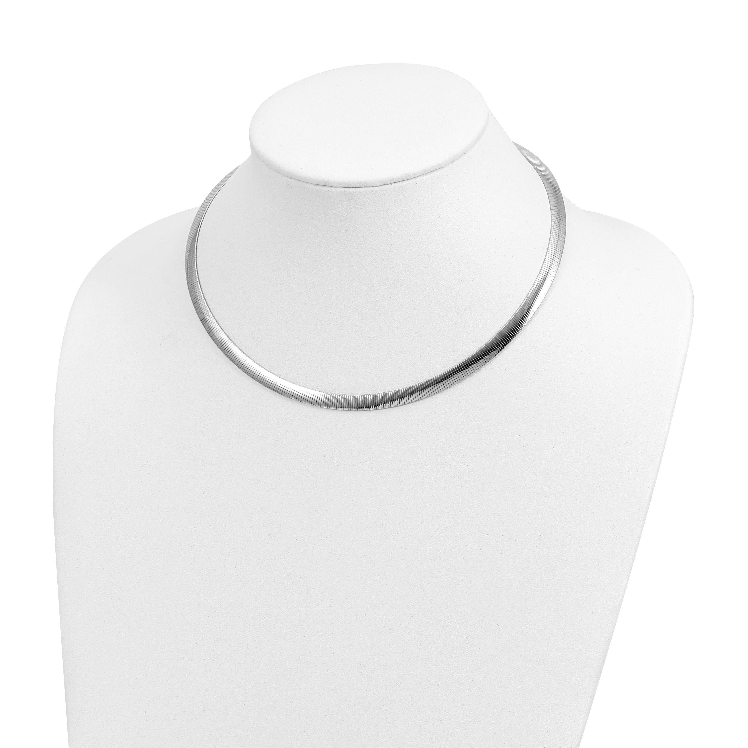 Sterling Silver Rhod-plated Polished Textured Reversible Necklace