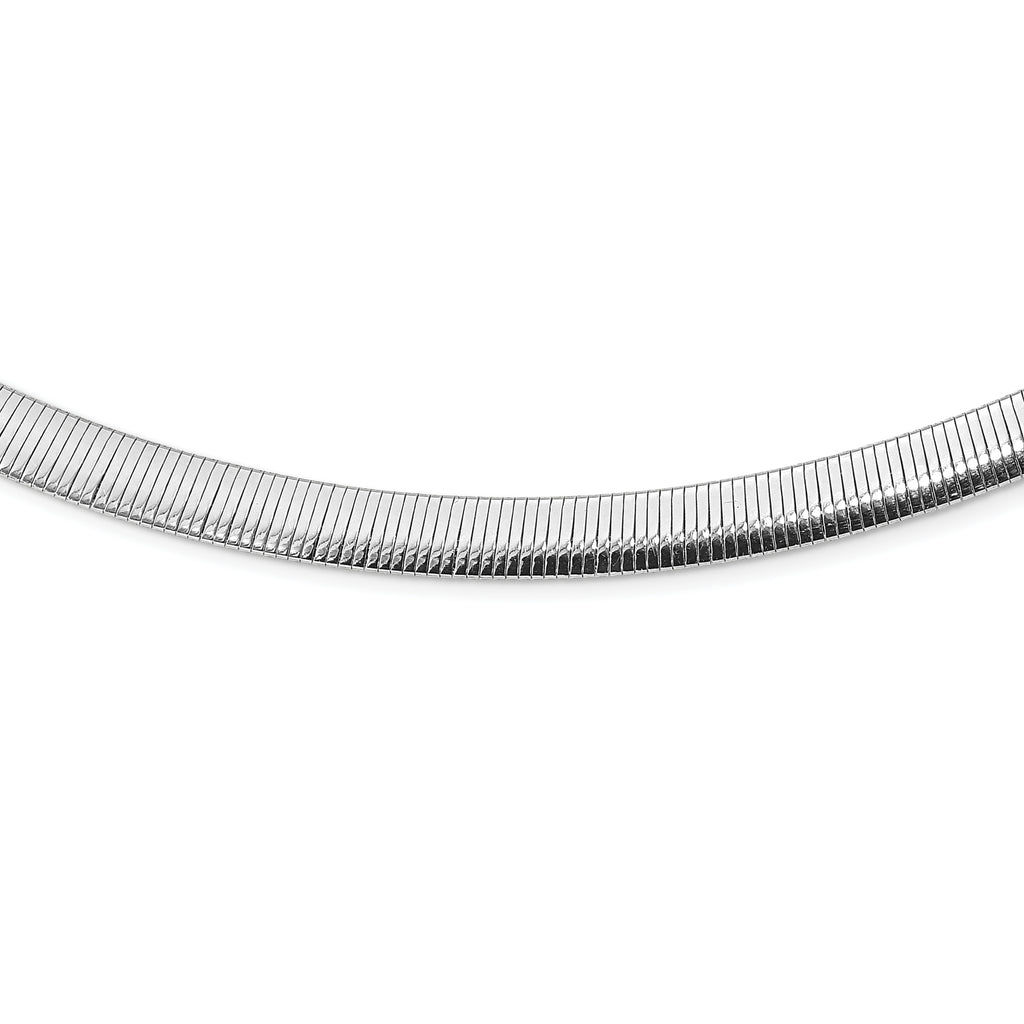 Sterling Silver Rhod-plated Polished Textured Reversible Necklace