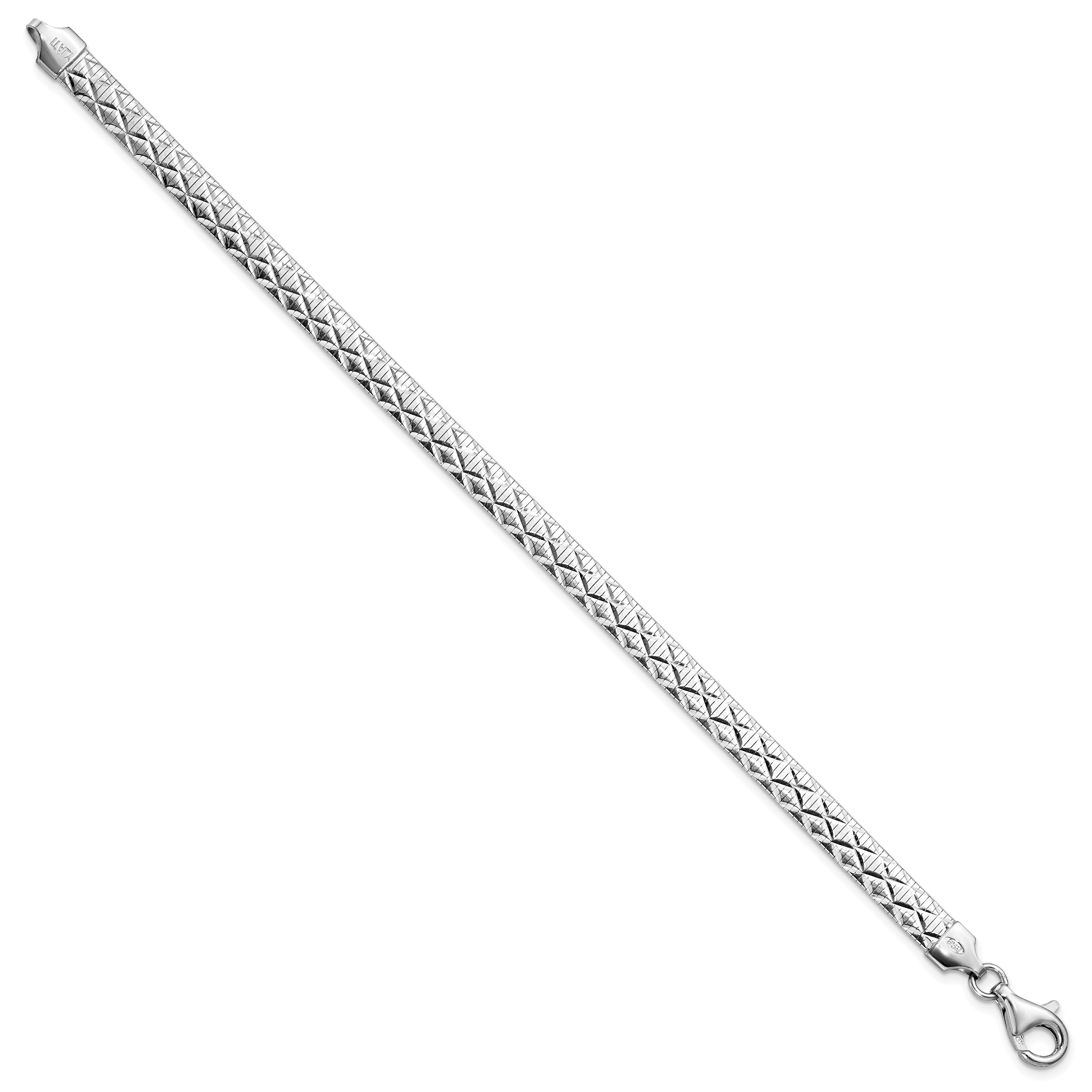 Sterling Silver Rhod-plated Polished Textured Reversible Bracelet Secondary image
