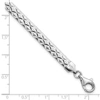 Sterling Silver Rhod-plated Polished Textured Reversible Bracelet