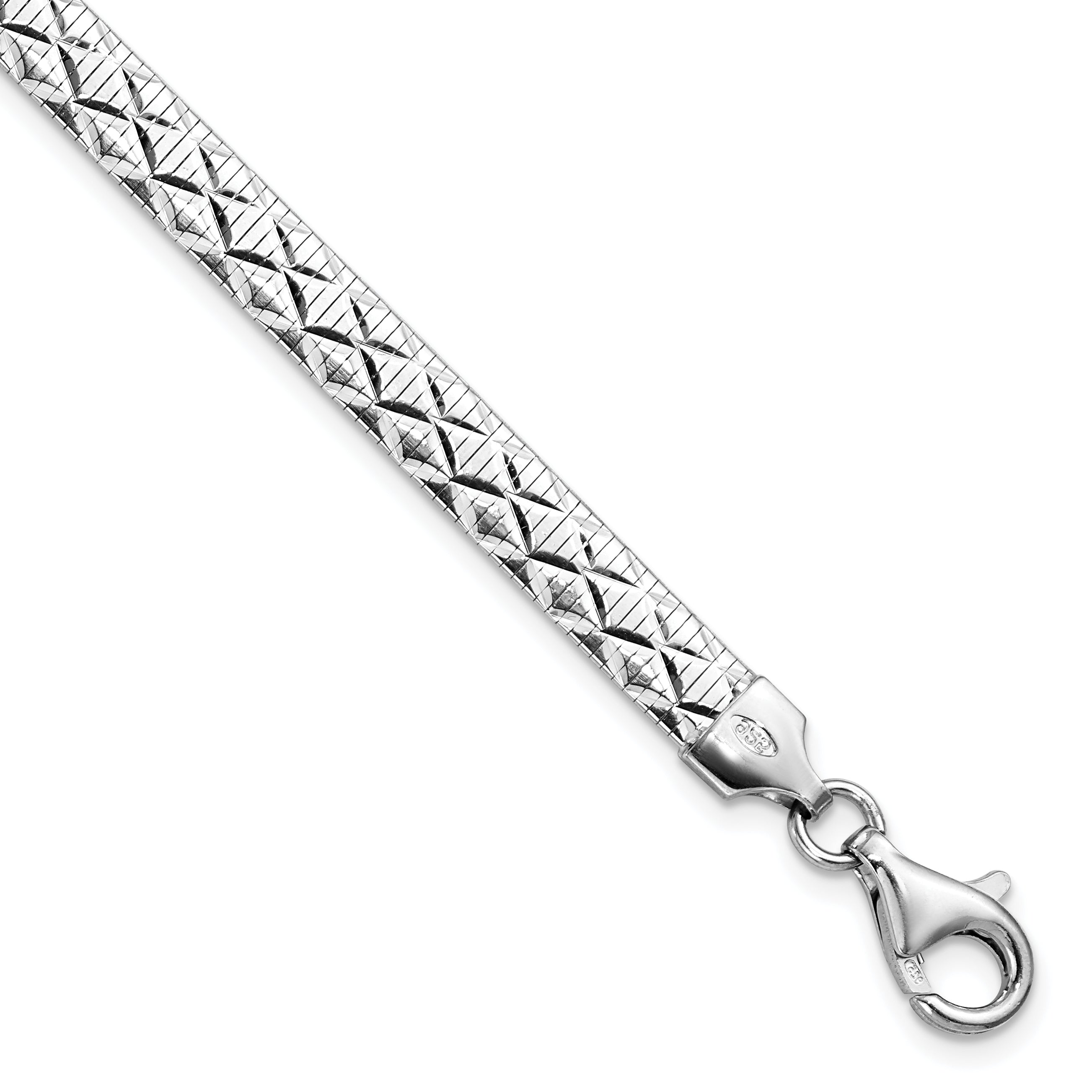 Sterling Silver Rhod-plated Polished Textured Reversible Bracelet Main image