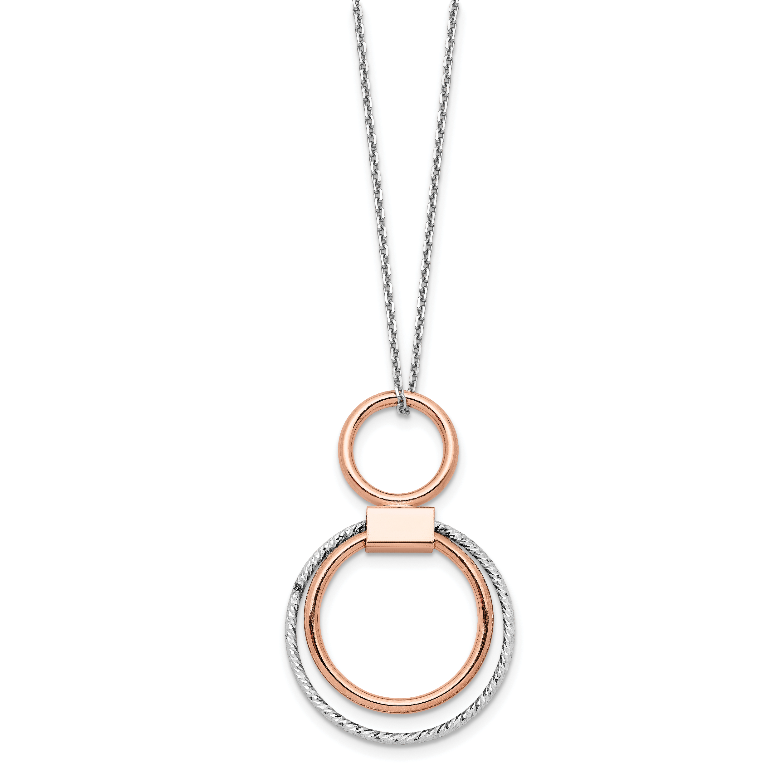 Sterling Silver Rh-p Rose-tone Polished with 2in ext. Necklace Secondary image