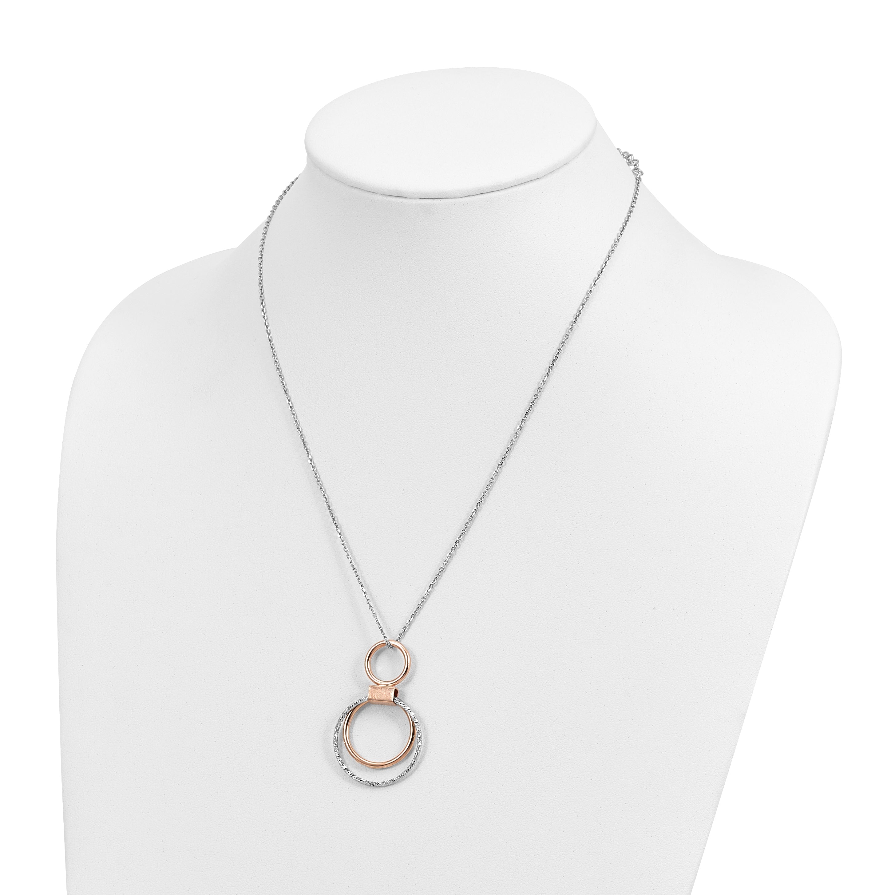 Sterling Silver Rh-p Rose-tone Polished with 2in ext. Necklace