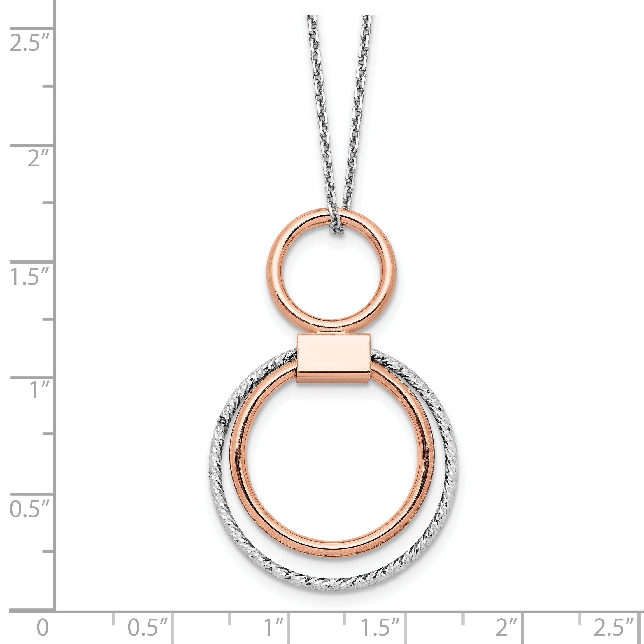 Sterling Silver Rh-p Rose-tone Polished with 2in ext. Necklace
