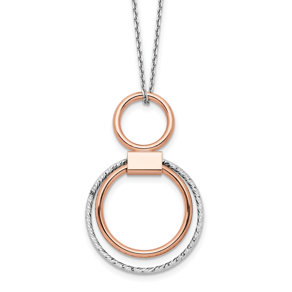 Sterling Silver Rh-p Rose-tone Polished with 2in ext. Necklace