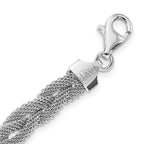 Sterling Silver Rhodium-plated Braided Polished Necklace