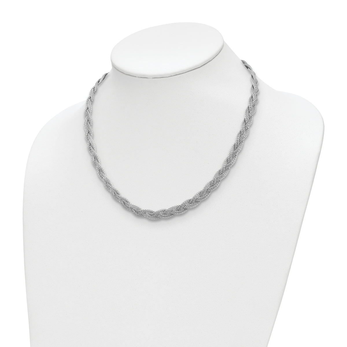Sterling Silver Rhodium-plated Braided Polished Necklace