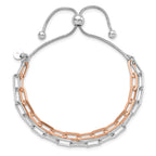 Sterling Silver Rh-p & Rose-tone 2-strand Bolo Bracelet