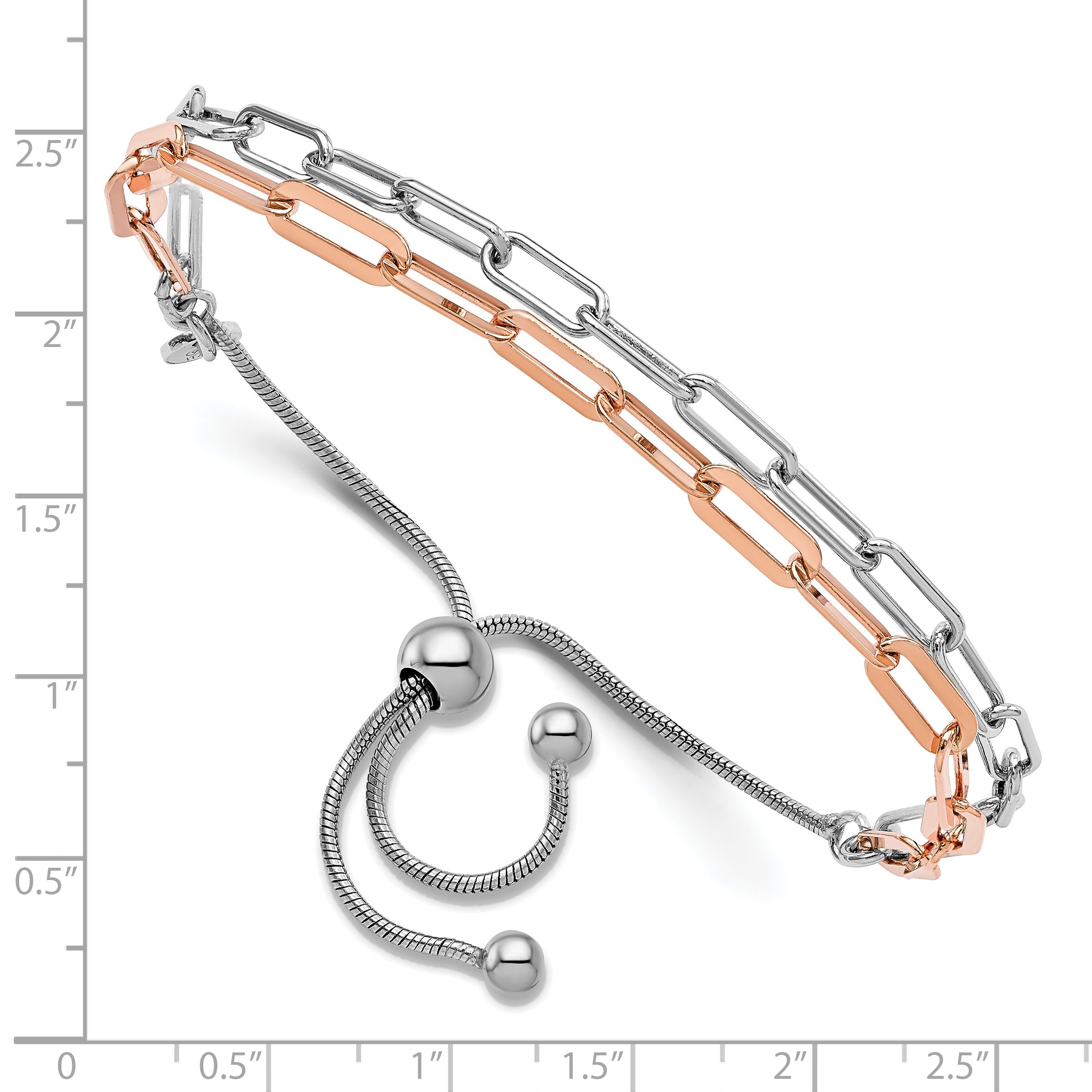 Sterling Silver Rh-p & Rose-tone 2-strand Bolo Bracelet Secondary image