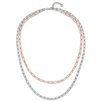 Sterling Silver Rh-p Rose-tone 2-strand with 1.25in ext. Necklace