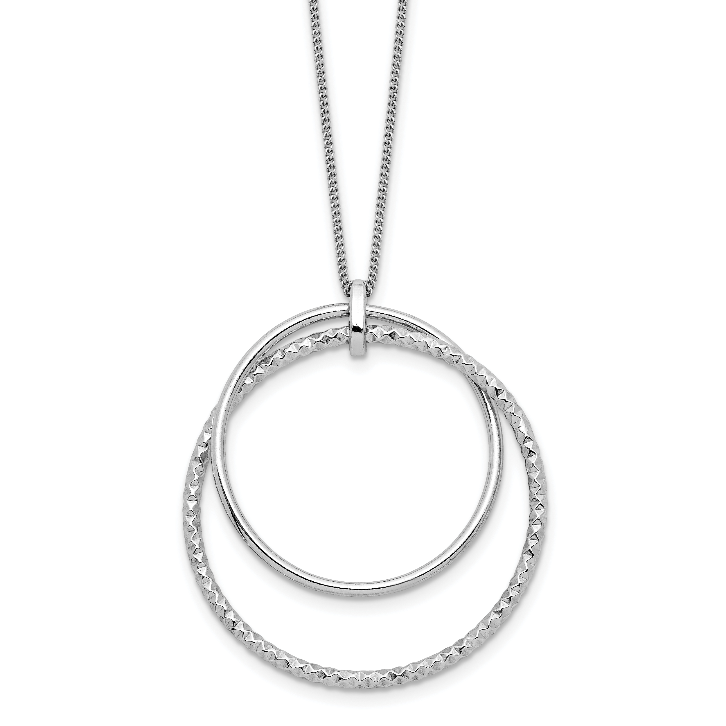Sterling Silver Rhodium-plated Polished D/C w/2in ext. Necklace Main image