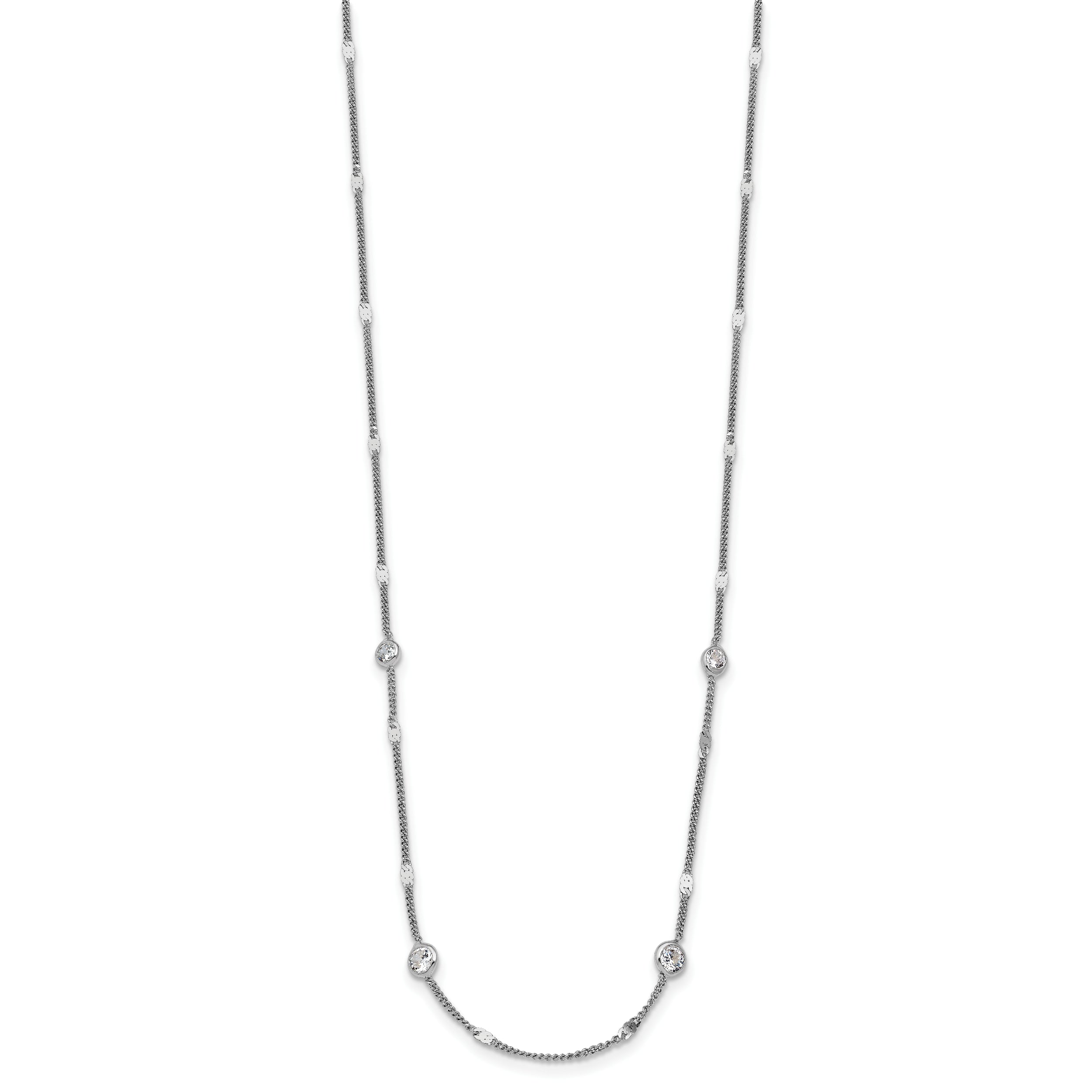 Sterling Silver Rhodium-plated CZ w/ 2in ext. Necklace