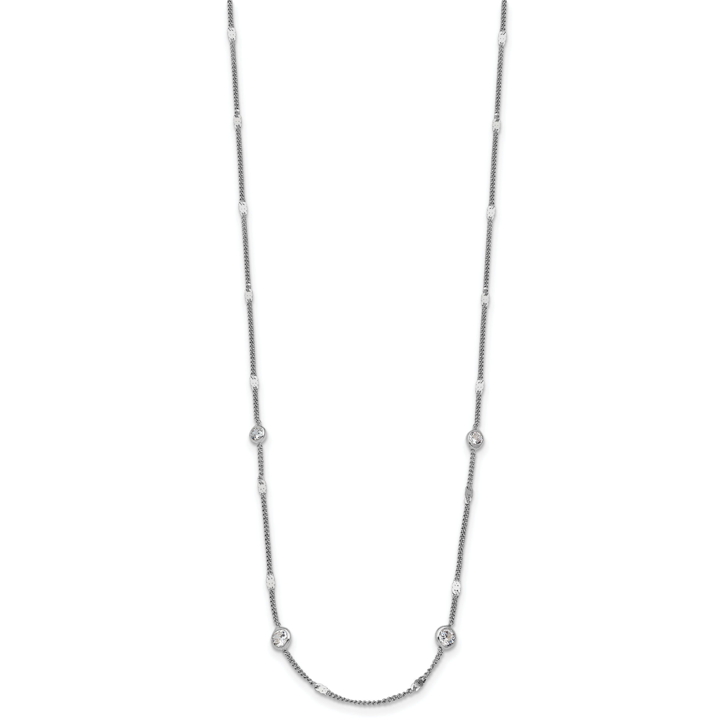 Sterling Silver Rhodium-plated CZ w/ 2in ext. Necklace Secondary image