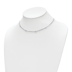 Sterling Silver Rhodium-plated CZ w/ 2in ext. Necklace