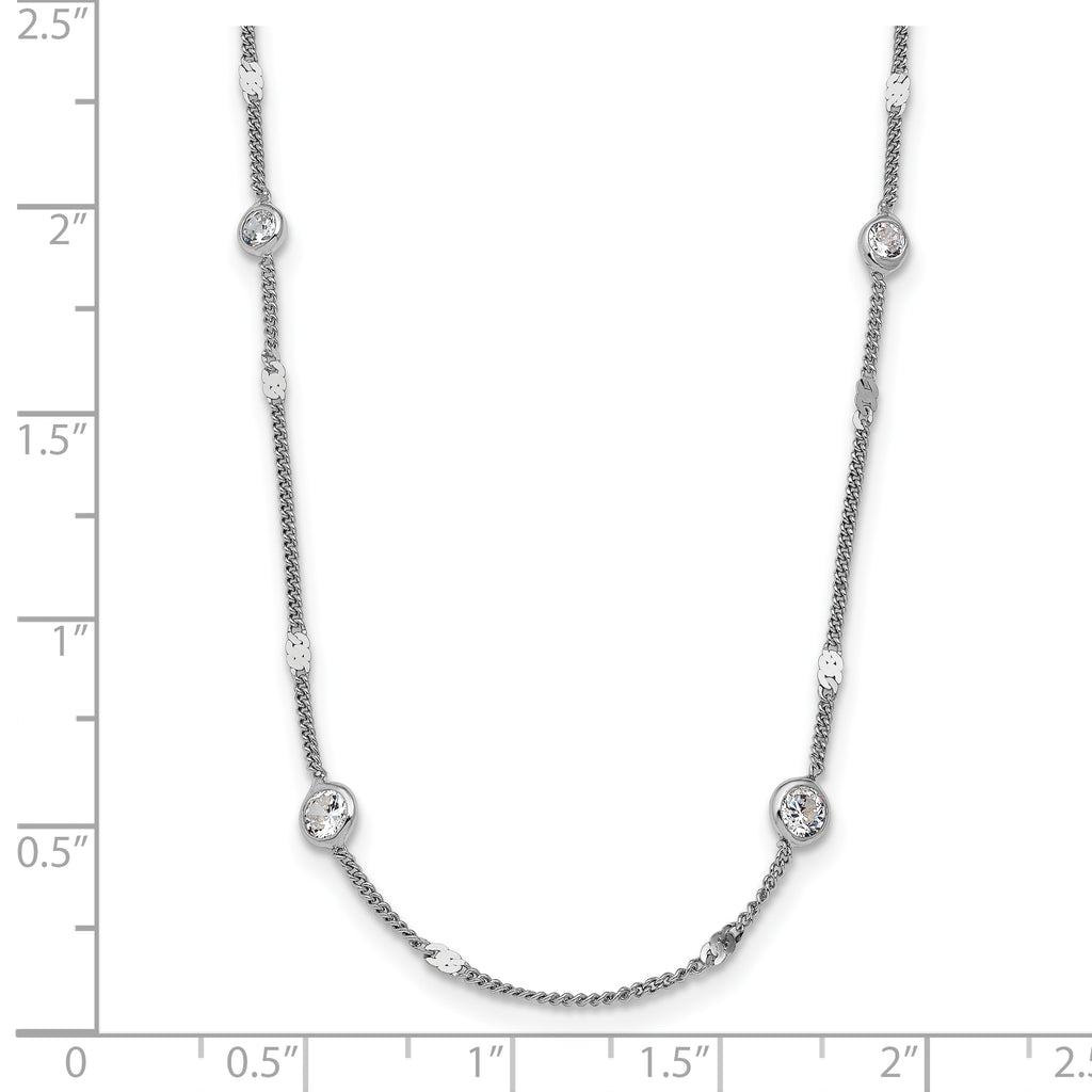 Sterling Silver Rhodium-plated CZ w/ 2in ext. Necklace