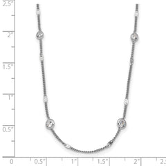 Sterling Silver Rhodium-plated CZ w/ 2in ext. Necklace