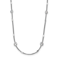 Sterling Silver Rhodium-plated CZ w/ 2in ext. Necklace