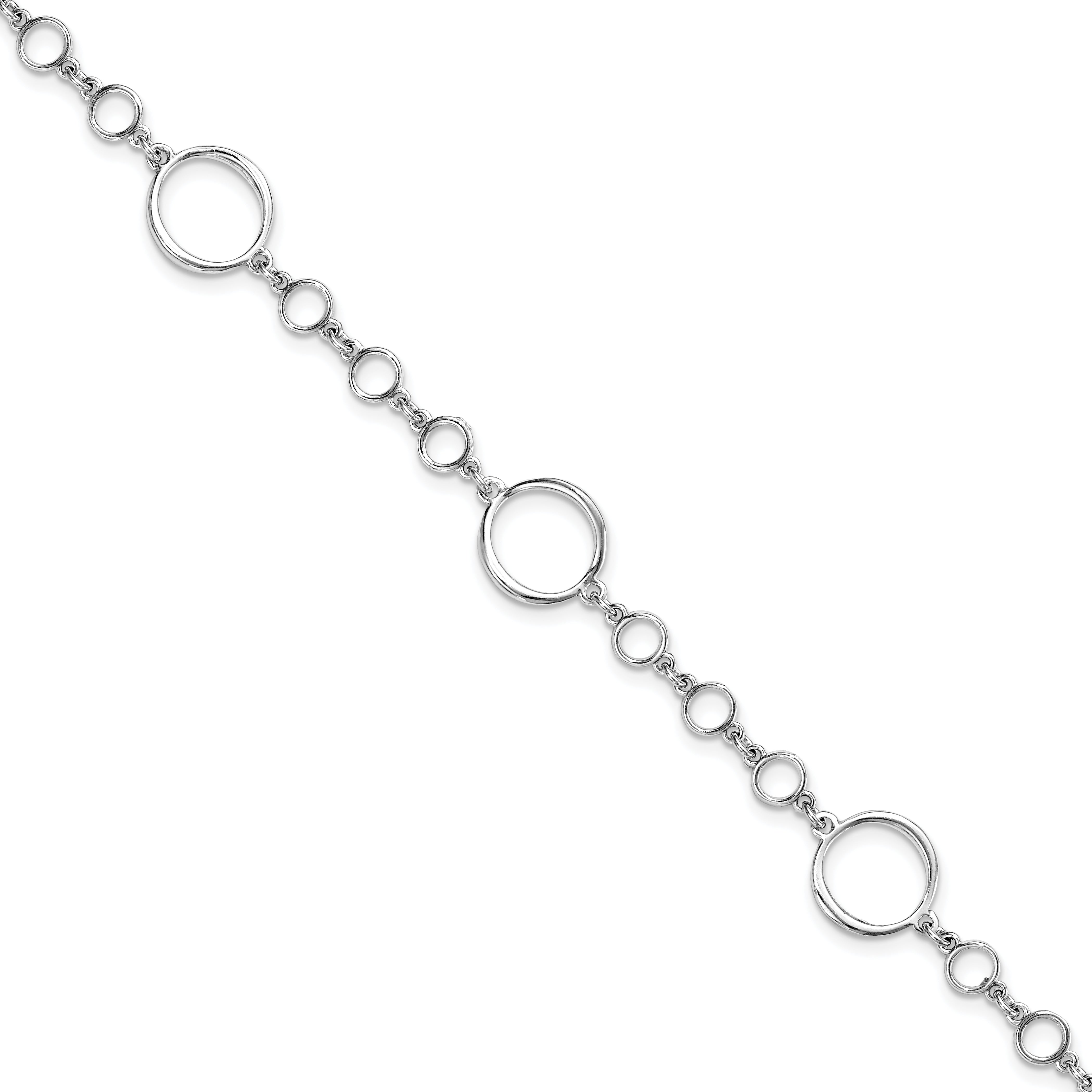 Sterling Silver Rhodium-plated Polished Link w/ 1in ext. Bracelet Main image