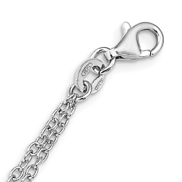 Sterling Silver Rhod-pl CZ Cross Multi-strand w/ 2in ext. Necklace