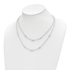 Sterling Silver Rhod-pl CZ Cross Multi-strand w/ 2in ext. Necklace