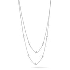 Sterling Silver Rhod-pl CZ Cross Multi-strand w/ 2in ext. Necklace