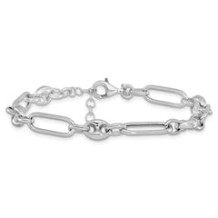 Sterling Silver RH-plated Polished with 1in. ext Link Bracelet