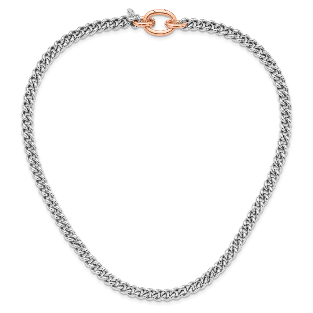 Sterling Silver RH-plated and Rose gold-plated Curb Link Necklace
