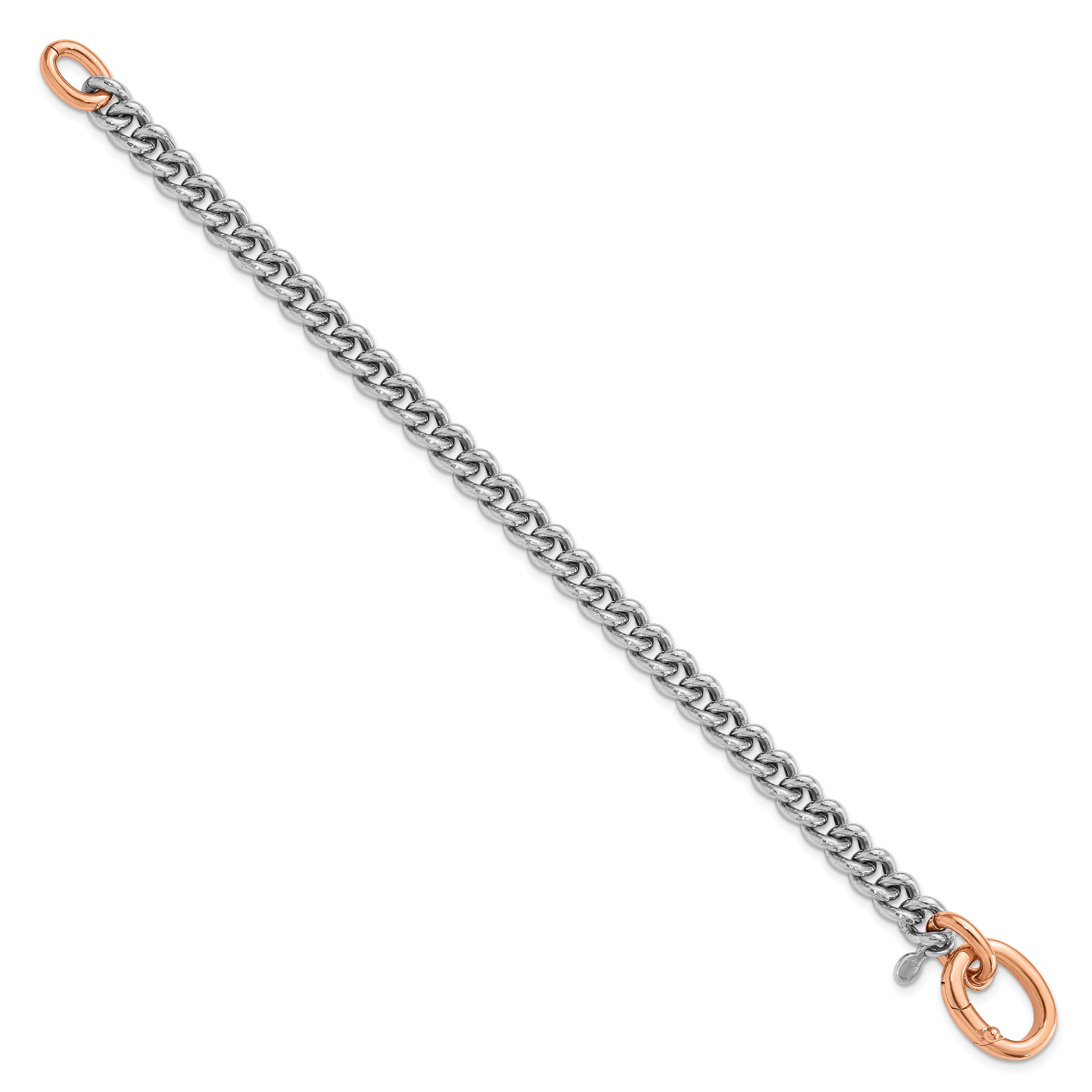 Sterling Silver RH-plated/Rose gold-plate Curb Link Bracelet Secondary image