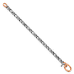 Sterling Silver RH-plated/Rose gold-plate Curb Link Bracelet