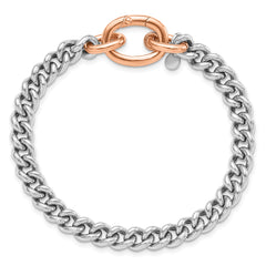 Sterling Silver RH-plated/Rose gold-plate Curb Link Bracelet
