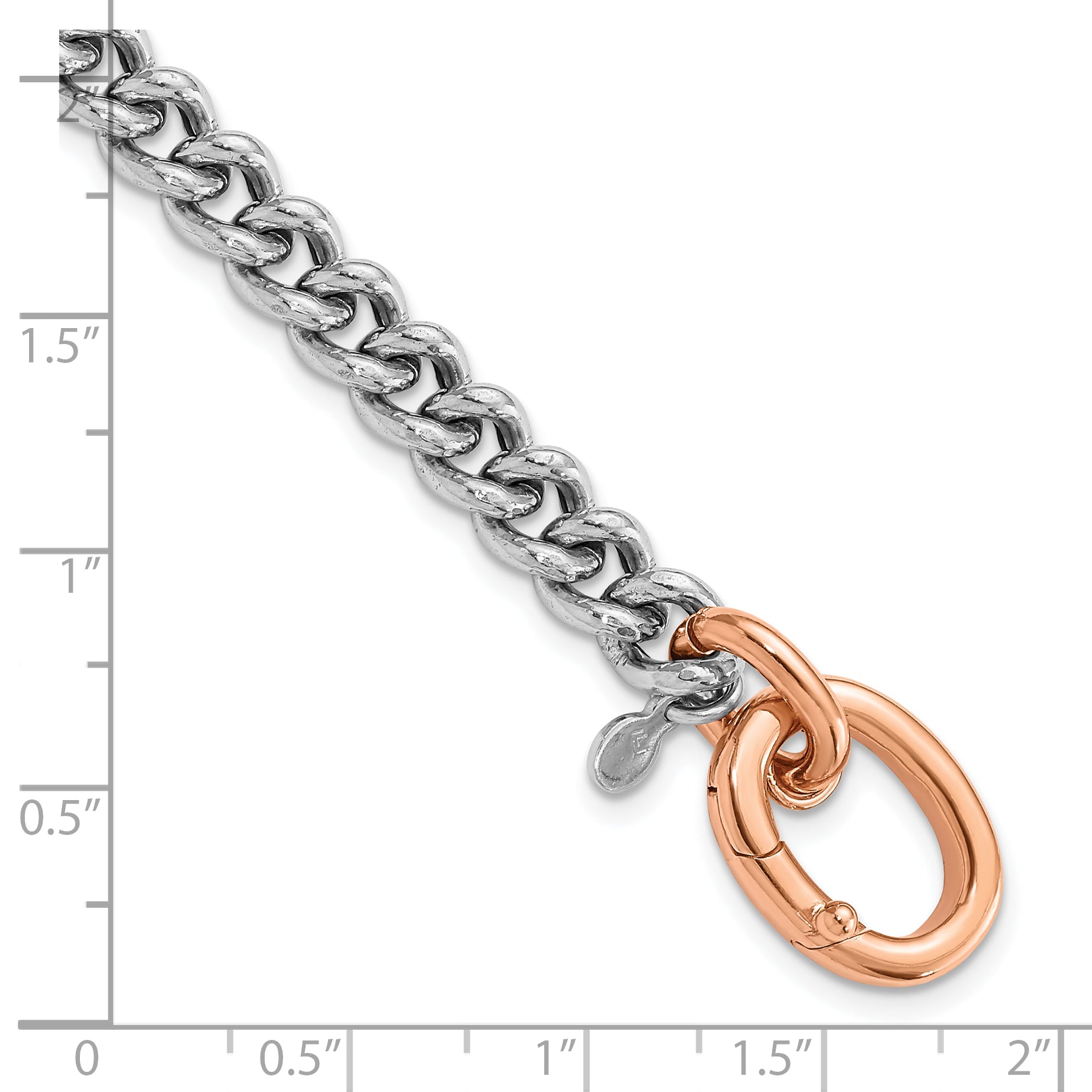 Sterling Silver RH-plated/Rose gold-plate Curb Link Bracelet