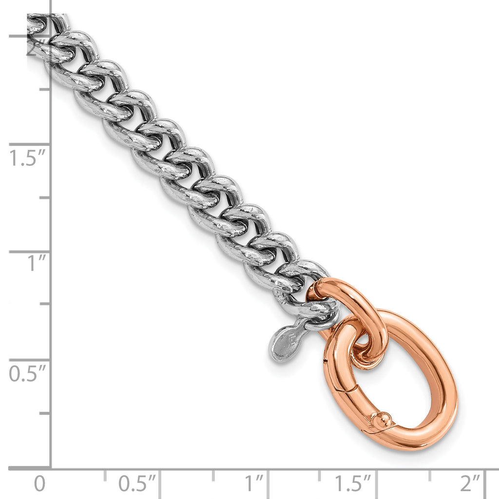Sterling Silver RH-plated/Rose gold-plate Curb Link Bracelet