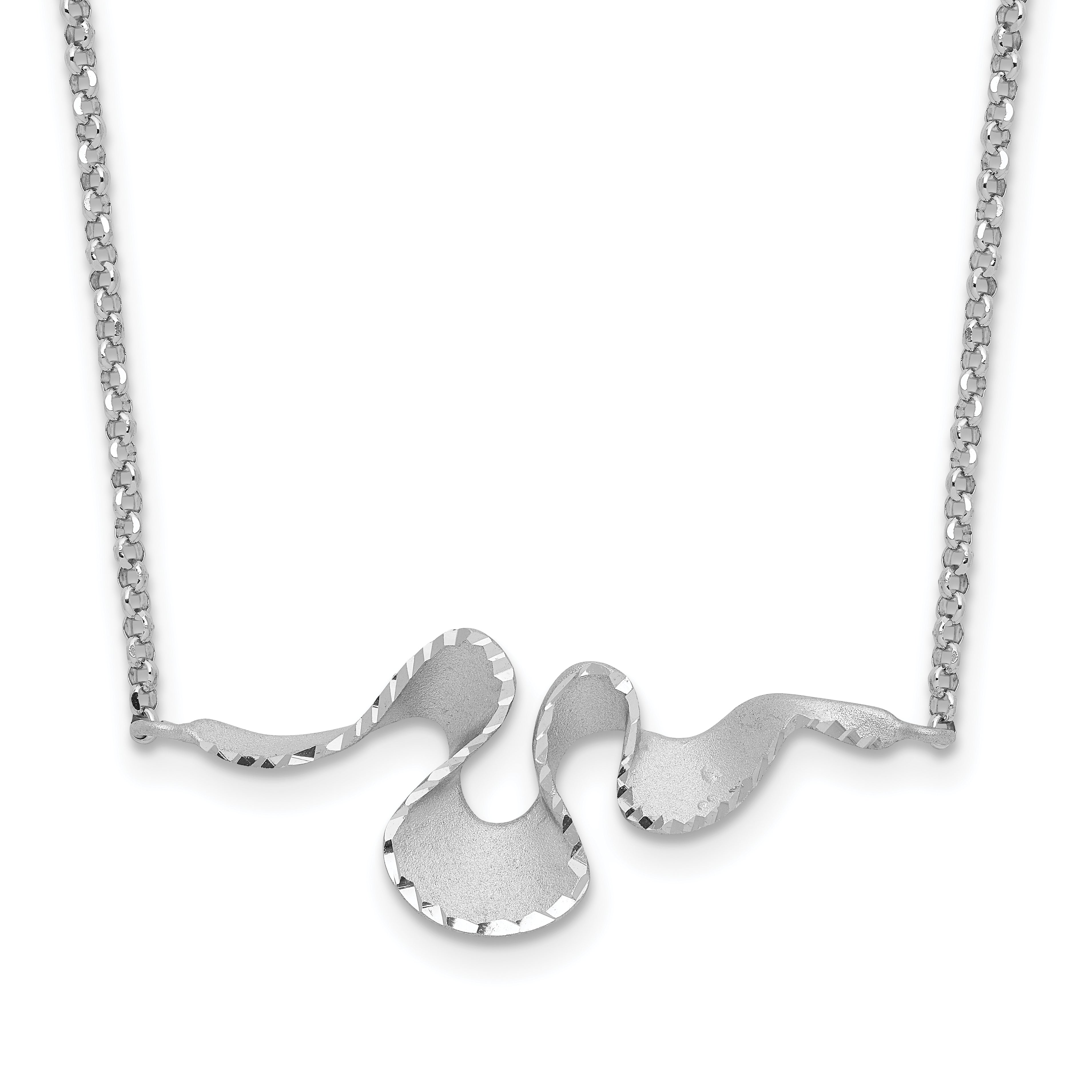 Sterling Silver Rhodium-Plated-plt Satin / Diamond-cut with 2in. ext Necklace Secondary image
