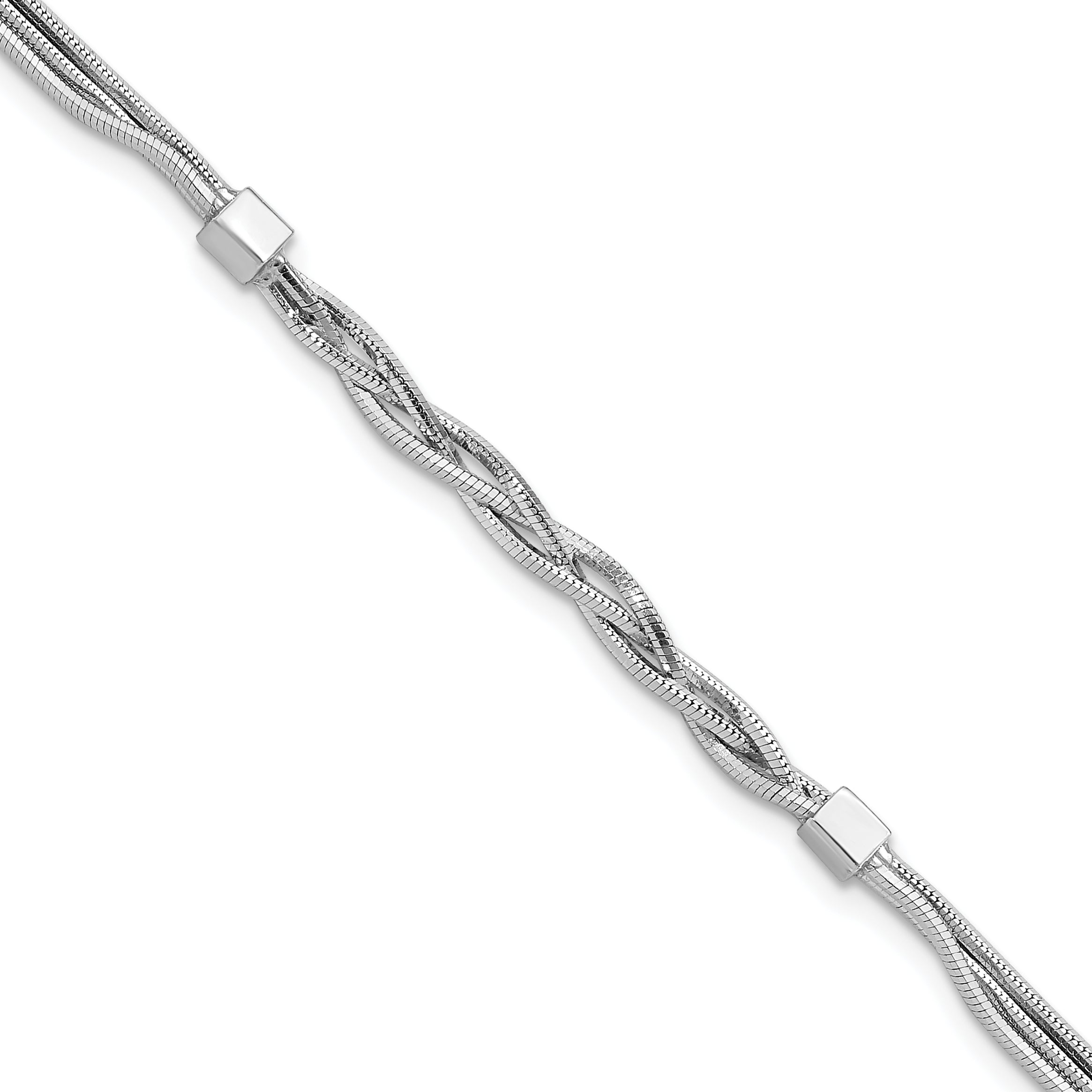 Sterling Silver RH-pl Polished Multi-strand Braided Bracelet Main image