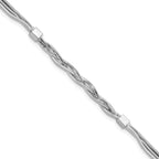 Sterling Silver RH-pl Polished Multi-strand Braided Bracelet