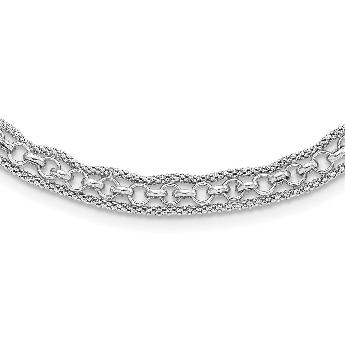 Sterling Silver Rhodium-Rhodium-Plated Polished Fancy Necklace
