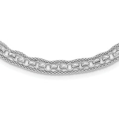Sterling Silver Rhodium-Rhodium-Plated Polished Fancy Necklace